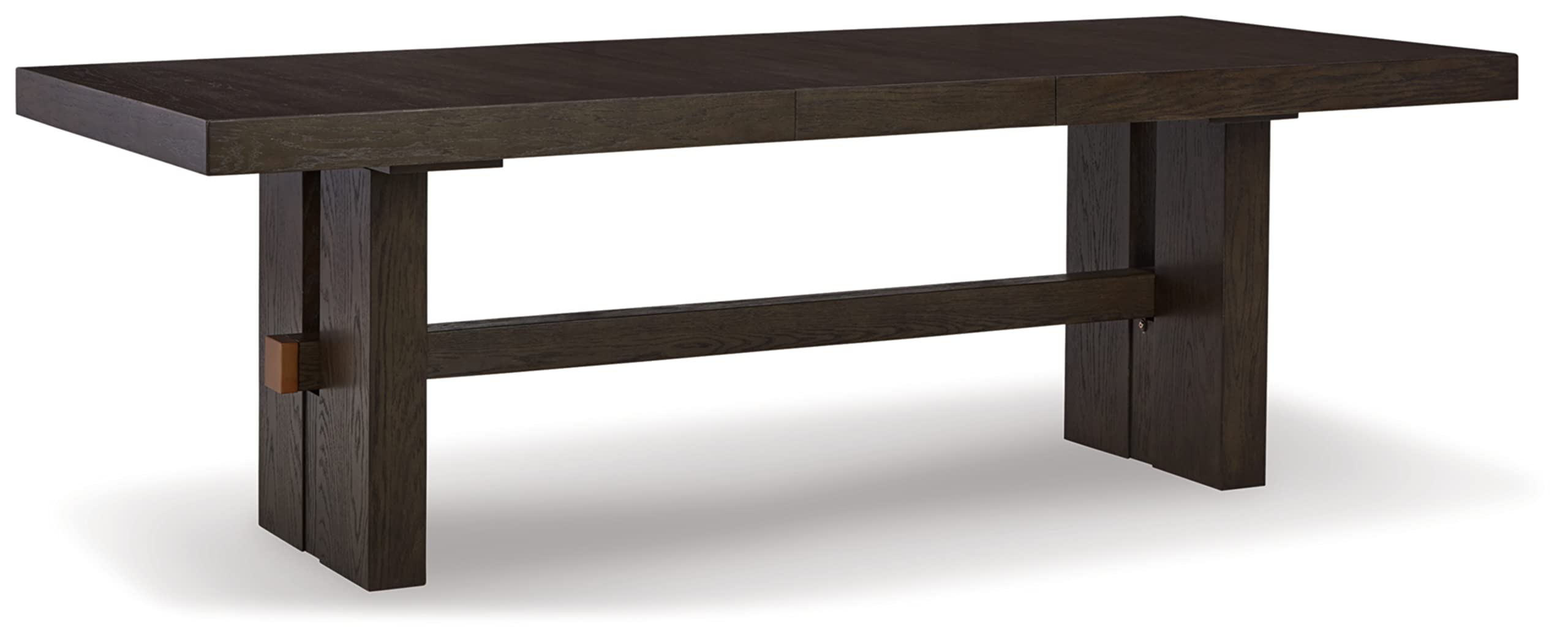 Photo 1 of ***(DAMAGE DENTS, SELLING AS IS ONLY***CHIPS ON CORNER EDGING BOX RIPPED/TORN)***
 Signature Design by Ashley Burkhaus Traditional Rectangle Extension Dining Room Table, Dark Brown   ***(DAMAGE DENTS.CHIPS ON CORNER EDGING BOX RIPPED/TORN, 