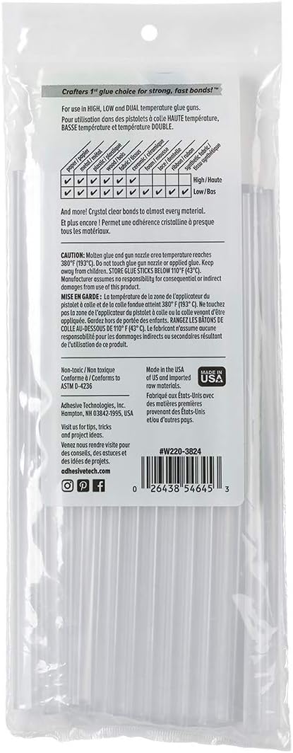 AdTech 8" Mini Hot Glue Stick-24pk, Part# W220-3824: Home & Kitchen