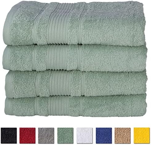 4 Pack Bath Towels Set Premium Quality | Thirsty Absorbent Soft &amp; Plush Turkish Cotton - Teal Green