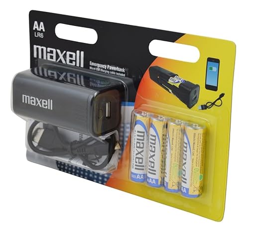 title=Maxell 790415 Powerbank per funzionamento con Batterie LR6 (AA) ,5 V, 800 mA