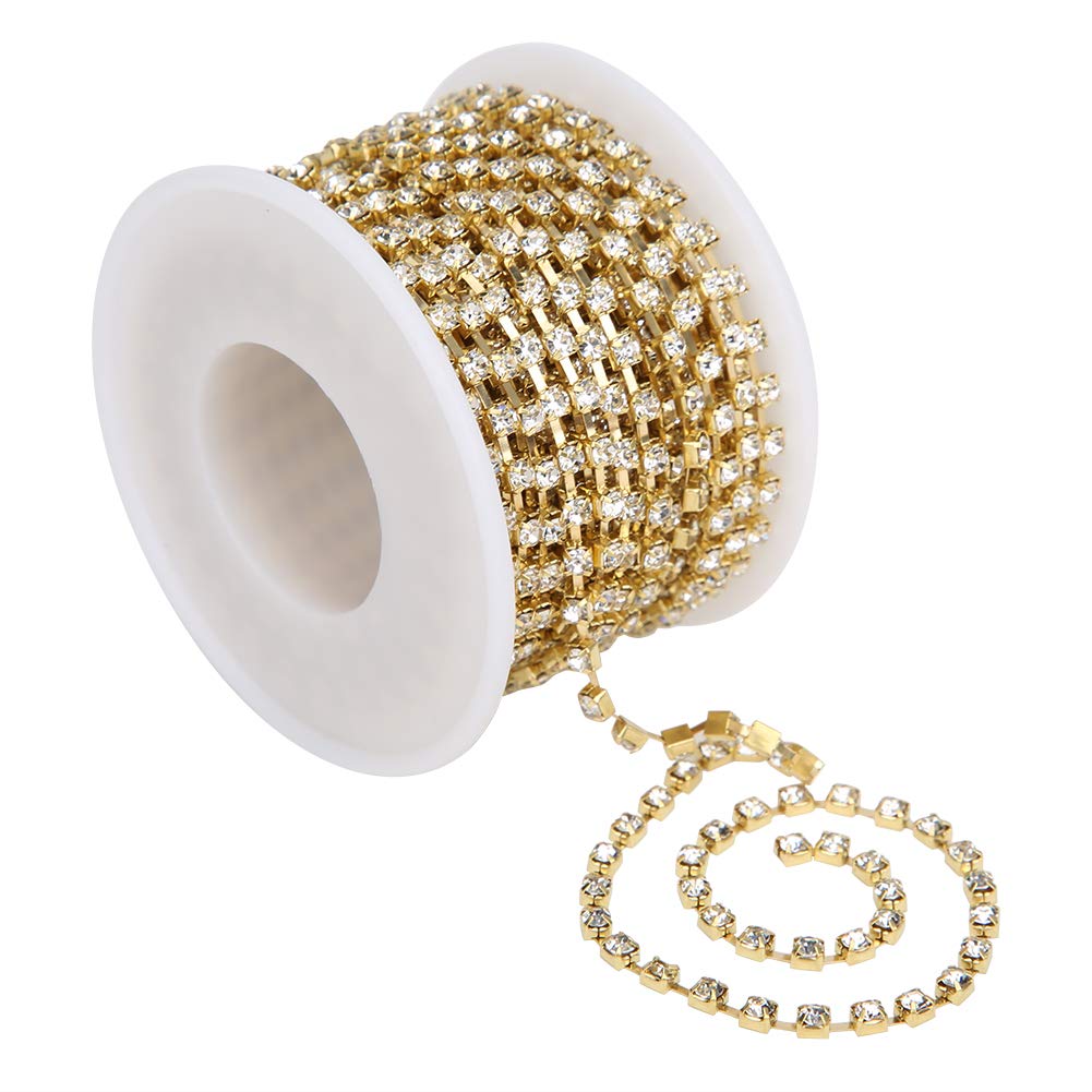 10 Yards/Roll Beaded Trim Rhinestones Chain DIY Crafts Clothes Sewing Decoration Accessory Embellishments(#2)