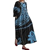domirica Ethnic Dress for Women Paisley Floral Long Sleeve Pullover Empire Waist Loose Fit 2025 Spring Novelty Maxi Dress
