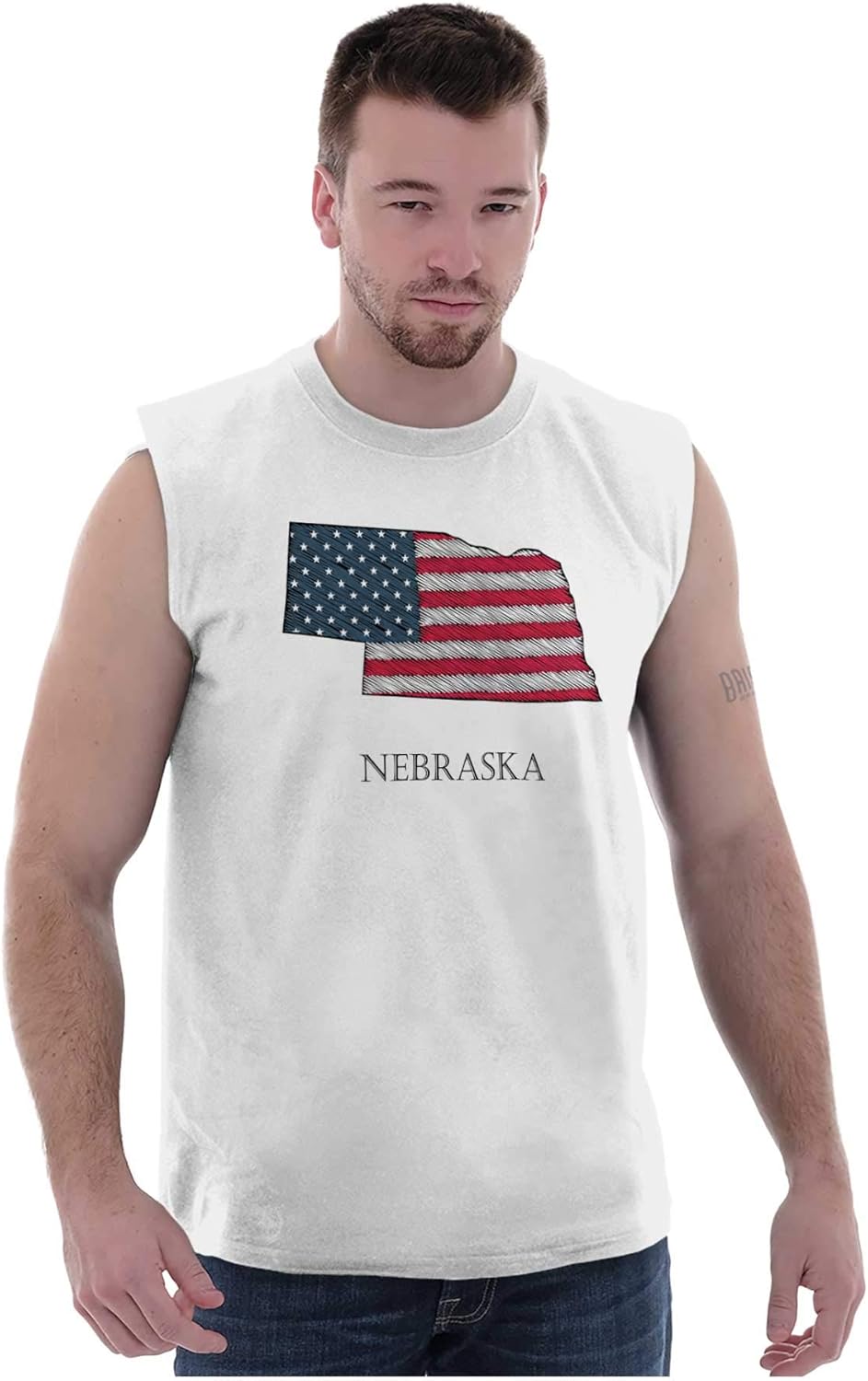 Amazon Com Brisco Brands Nebraska Shaped Sketched Usa Flag Tank Top Shirt Women Men Clothing