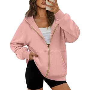 ASUIU Lightweight Zip Up Hoodie Women Cute Long Sleeve Fashion Plus Size Soft Sports Plain Athletic