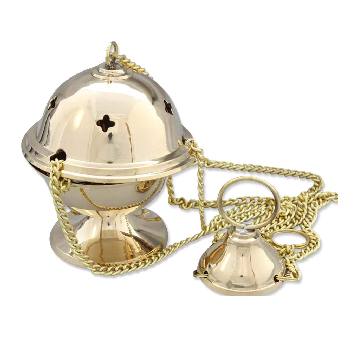 NKlaus incense burner with chain brass handmade incense burner for incense on sand gold 1312