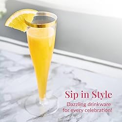 Prestee 48 Disposable Plastic Champagne Flutes with