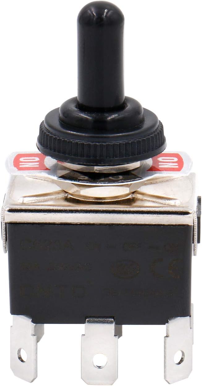 Heschen Metal Toggle Switch, C523A, DPDT, Maintained, ON/OFF/ON 3 position, 15A 250VAC, 6 Tab Terminal, CE, with Waterproof Cap (1) - Image 3