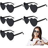 PLULON Heart Sunglasses for Women 5/12/25 Pcs, Heart Glasses Valentine Day Rimless Shaped Candy Color Fun Glasses Party Favor