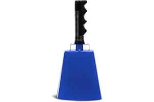 Blue Cowbell with Handle for Football - 11-inch Loud Cow Bell Noisemakers for Sports Games, Weddings, Farm
