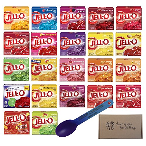 Jell-O Gelatin 3 ounce all 22 flavors in a box with color changing spoon