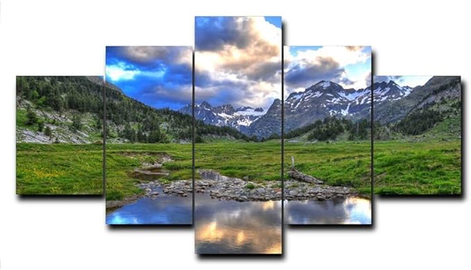ZRTLAT 100×55cm Marco Paisaje Natural 5 Piezas Poster y Print Wall