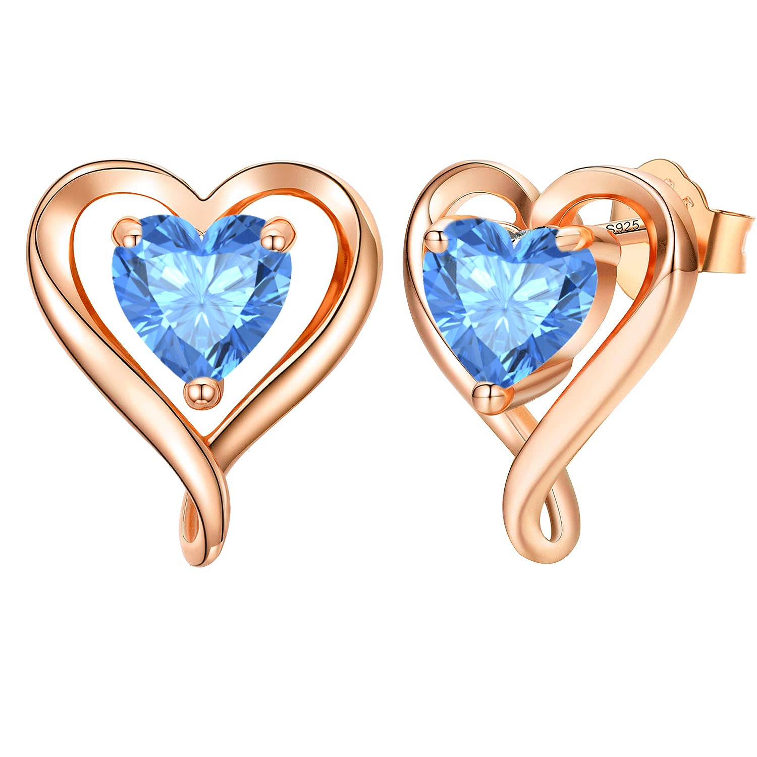 LAVUMO Earrings for Women 925 Sterling Silver/Brass Stud Heart Earrings Hypoallergenic Jewellery Birthday Anniversary Christmas Valentines Gifts for Women Girlfriend Wife