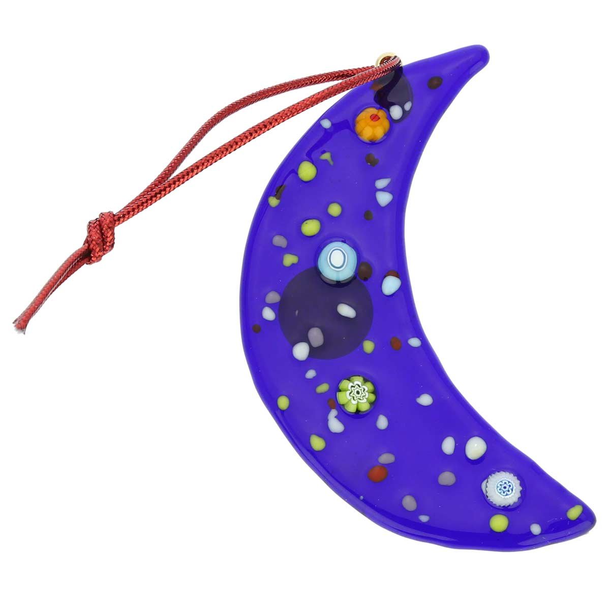 Glass Of Venice Murano Glass Moon Christmas Ornament - Blue