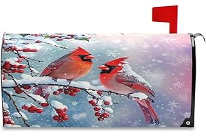 ALAZA Two Cardinal Birds Mailbox Covers Standard Size Magnetic Post Box Cover for Garden Yard Decor 21x18 Inches