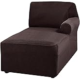 SFYZ HOME Jacquard Chaise Lounge Cover,Modern Polar Fleece sectional Sofa slipcover,Stretch Left/Right Armchair Cover for loveseat L Shaped Sofa (Dark Coffee,Right Chaise Lounge)