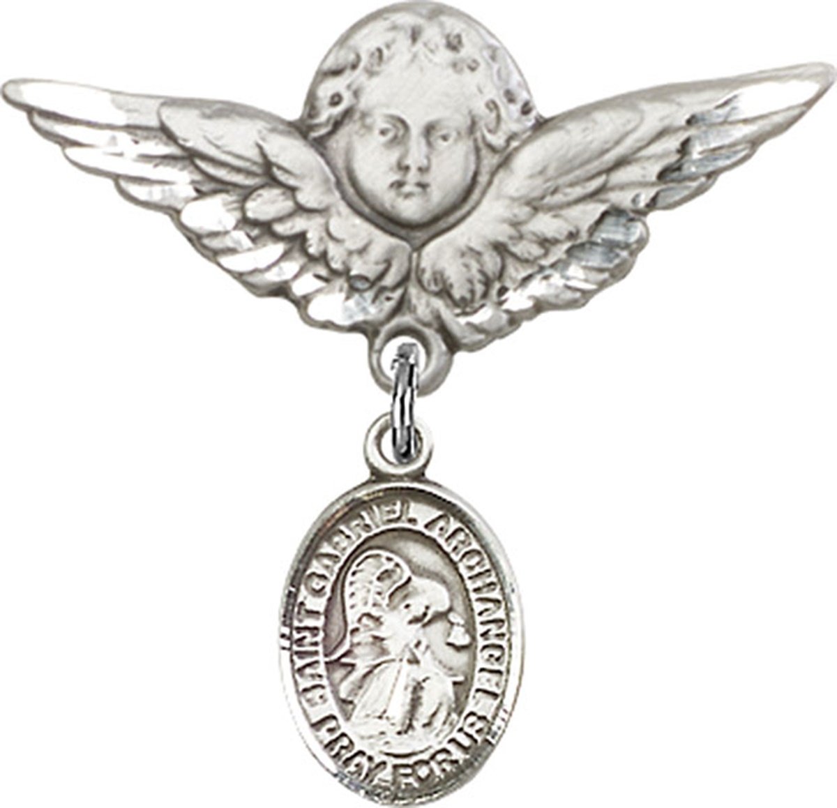 Sterling Silver Baby Badge Guardian Angel Pin with