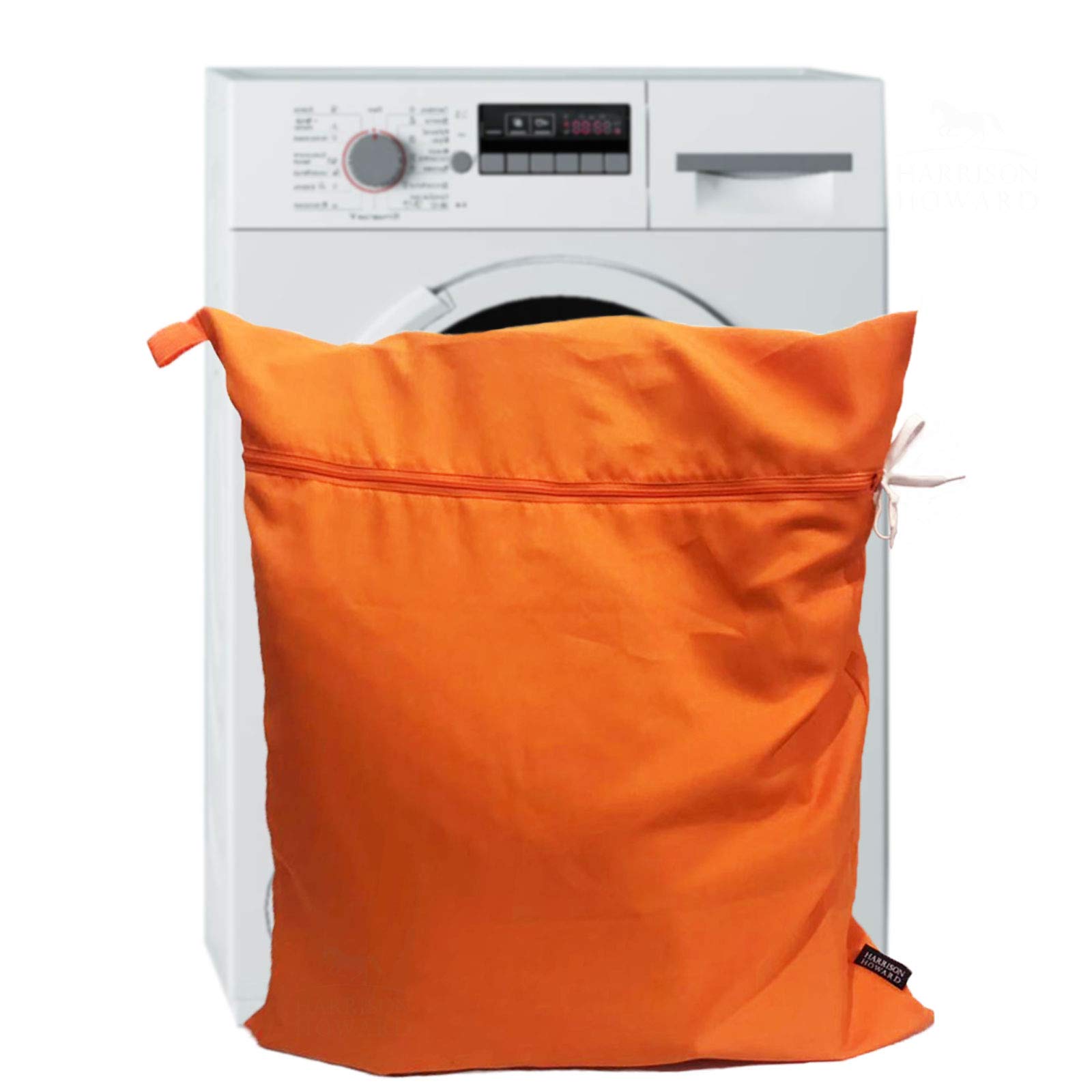 Harrison Howard Pet Washing Bag Dog Cat Horse Hair Laundry Bag for Rug Sheet Boots Pets Laundry Helper Jumbo 48L 78cm x 70cm Orange