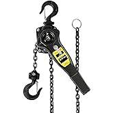 Manual Lever Hoist Come Along 3/4 TON 1650 LBS Capacity 10FT Lift 2 Heavy Duty Hooks Commercial Grade Steel for Lifting Pulling Construction Building Garages Warehouse Automotive Machinery