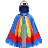 AGCOAH Kids Parrot Costume Girls Boys Parrot Cape with Hood Children Bird Hooded Cloak Halloween Cosplay Dress Up(3-12Y)