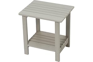 Byzane Double Adirondack Side Table, Patio Outdoor End Table Weather Resistant,Rectangular Table for Patio, Garden, Lawn, Indoor Outdoor Companion, Grey