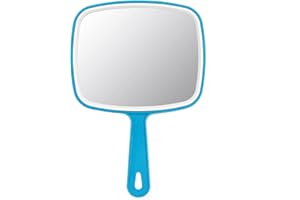 Eaoundm Hand Held Mirror for Makeup Large Hand Mirror Salon Handheld Mirror Square (6.9 inch, Blue)