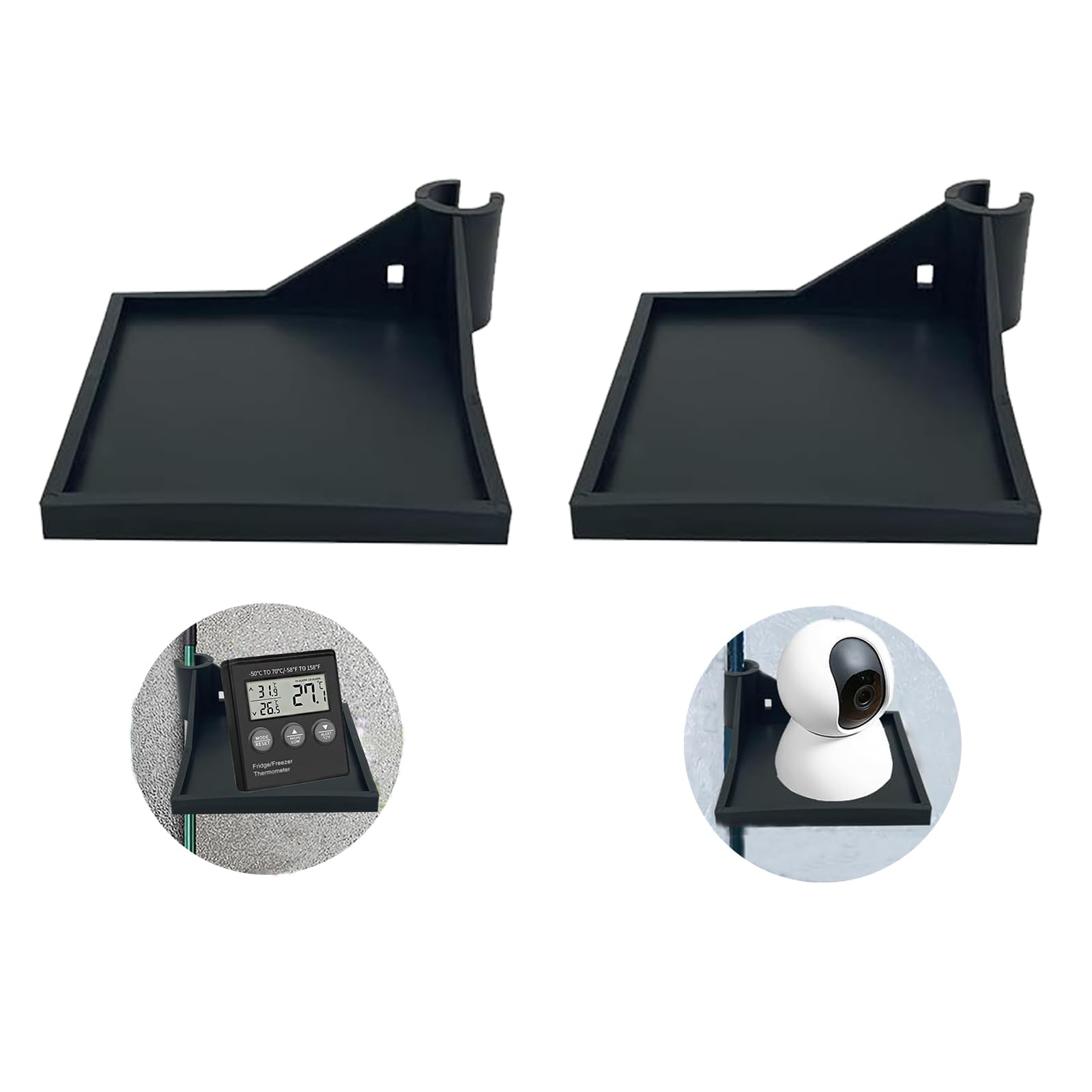 Newyuan Grow Tent Corner Shelf, Shelves for Place The Hygrometer, Camera & Planting Equipment, 16mm Poles (2, Black)