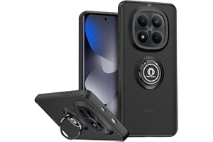 QUIETIP Case for Xiaomi Redmi Note 15 Pro 4G,Magnetic Ring Car Stand Silicone Translucent Matte Drop Protection Cover,Black