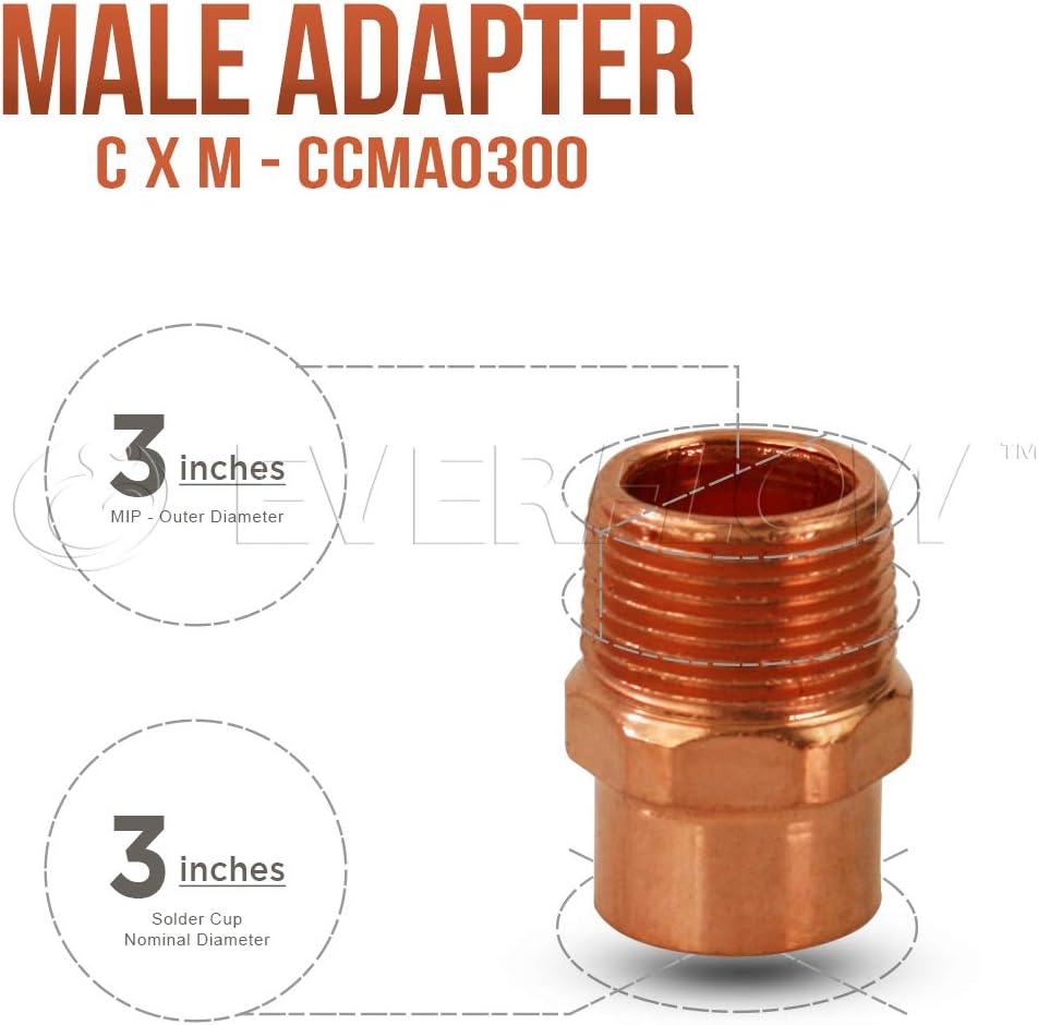 Supply Giant DDNA03005 Male Adapter Fitting Sweat x MIP Connections, 3