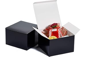 MESHA Black Gift Boxes with Lids 6x6x4'' 50 Pack,Sturdy Bridesmaid Proposal Paper Gift Box for Presents, Black Party Favor Gift Boxes for Father's Day, Wedding, Graduation, Birthday