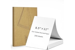 Gloryang Thermal Printer Paper 8.5 x 11 Inch US Letter Size, Quick-Dry Fan-Folded Thermal Paper, Advanced Thermal Printing, Compatible with Gloryang&JADENS PD-A4 Portable Printer, 200 Sheets