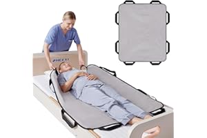 ZHEEYI Bed Positioning Pad 48" x 40" with 8 Reinforced Handles & Pockets, Patented Comfortable Flannel Transfer Sheet for Turning, Lifting & Repositioning Multipurpose repositioning pad, Ocean Blue