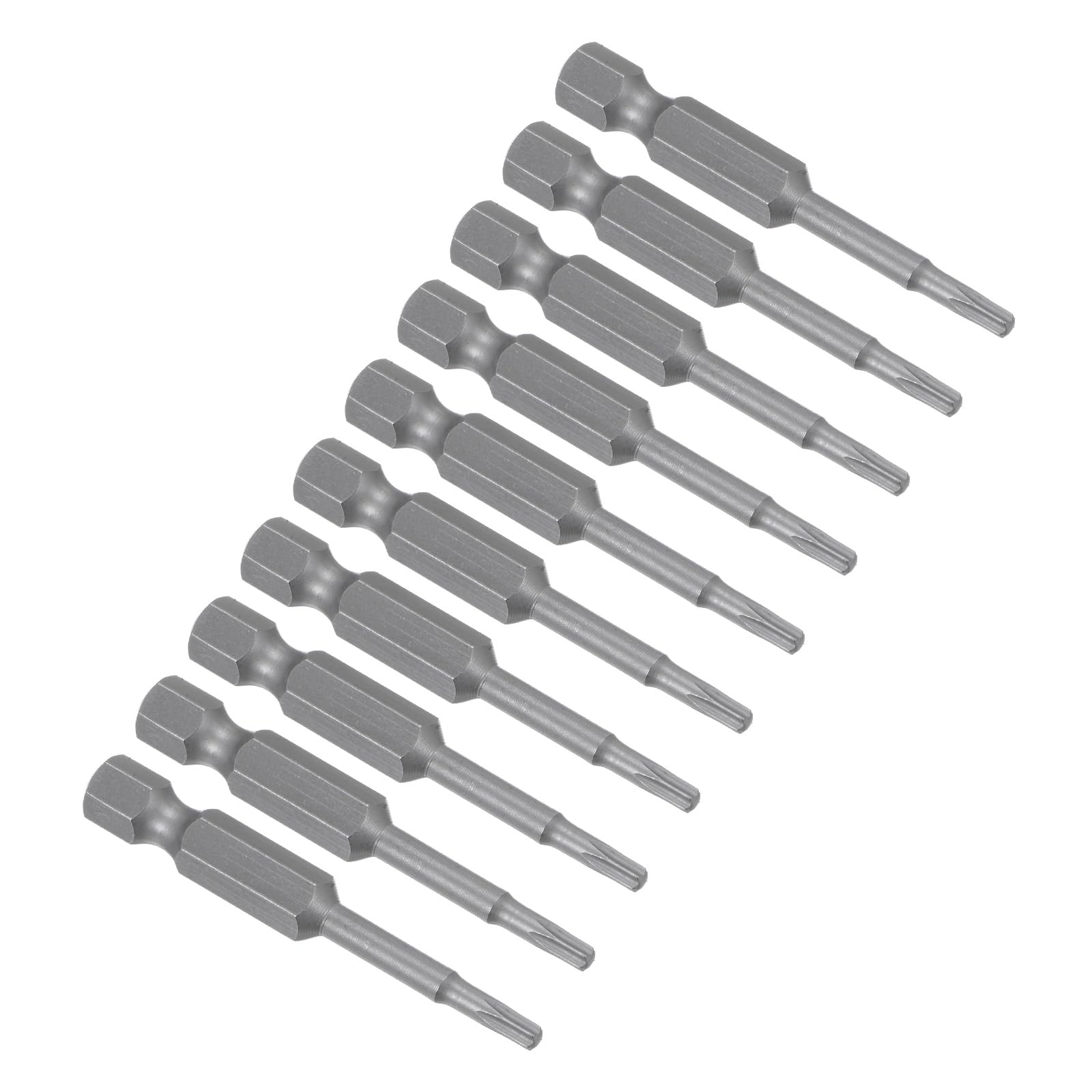 CoCud Magnetic Torx Screwdriver Bit, T10 50mm Length 1/4" Hex Shank, S2 Steel Star 6 Point Drill Driver Tamper Proof - (Applications: for Auto Repair), 10-Pieces