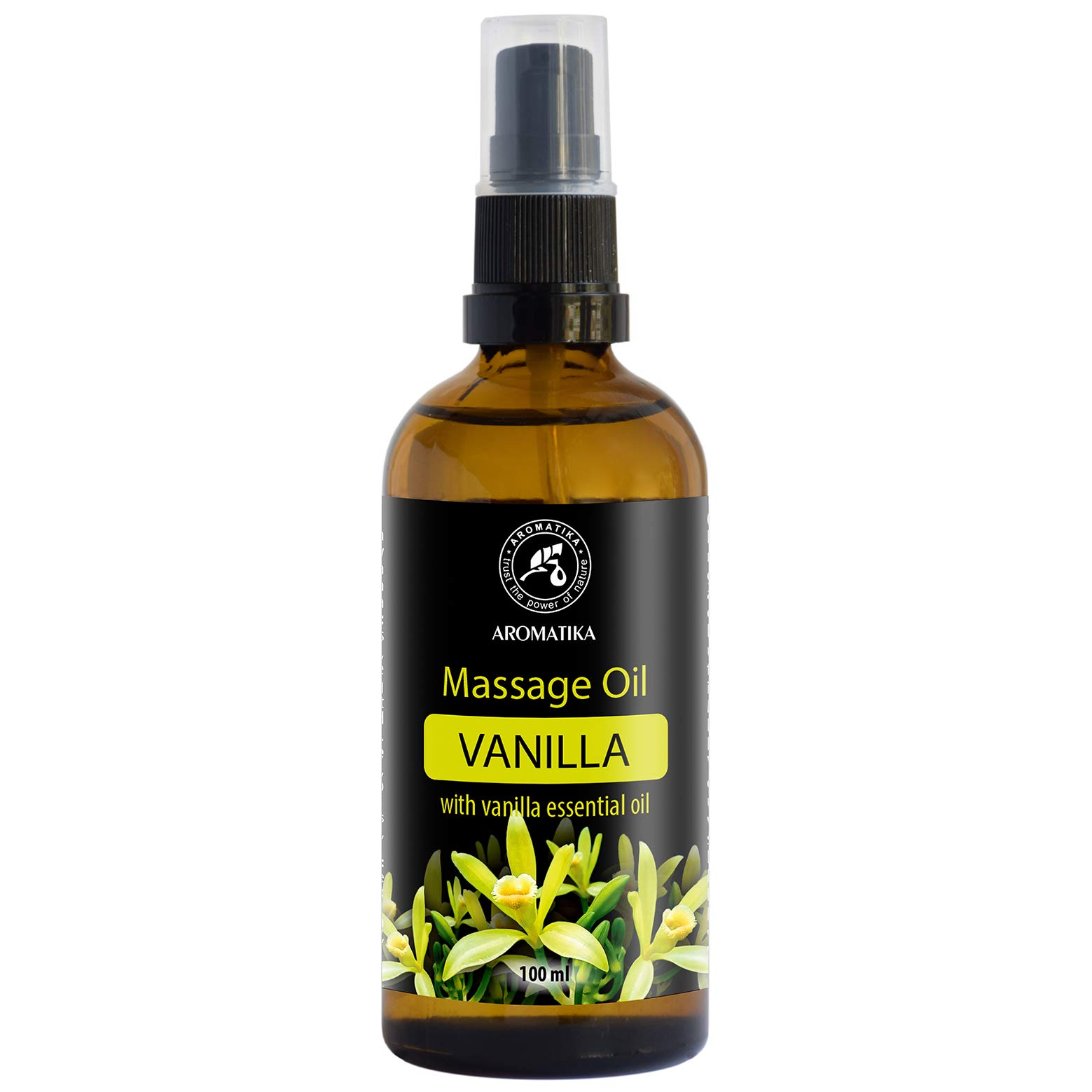 Vanilla Massage Oil 100ml - 100% Natural Oils - Almond - Grape Seed - Wheat Germ - Vanilla Oils - Glass Bottle - Oil Massage - Naturkosmetik - Massage Oil with a Wonderful Fragrance