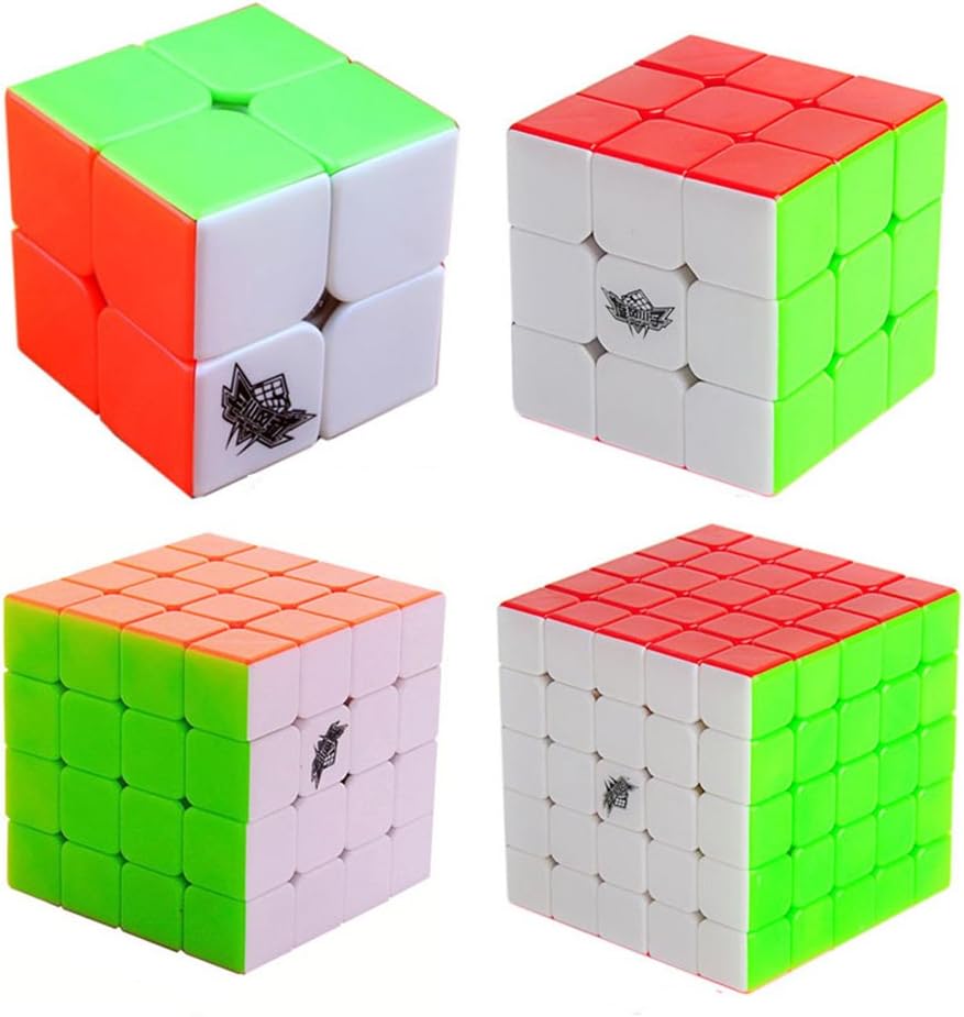 HJXD global Cyclone Boys Magic Cube Set 4 Pack 2x2x2 3x3x3 4x4x4 5x5x5 Stickerless Speed Cube True Color