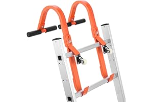 SLIIMU 2 Pack Heavy Duty Ladder Roof Hooks with 360° Rotating Universal Wheel and Foam T-Shape Grip Bar, 500 lbs Weight Ladder Stabilizer for Roof (Orange)