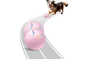 MORHANDISN Smart Interactive Dog Toys Ball, Auto Bouncing Rotating Ball, Moving Pet Toys for Small Dogs Under 20 lbs - 2.2 Inch Puppy Toy for Indoor/Outdoor Play, USB Rechargeable, Fun Gift for Boredom, Pink