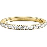 ASHINE Moissanite Eternity Band Ring for Women, 925 Sterling Silver Gold Plated Bezel Set Stackable Ring