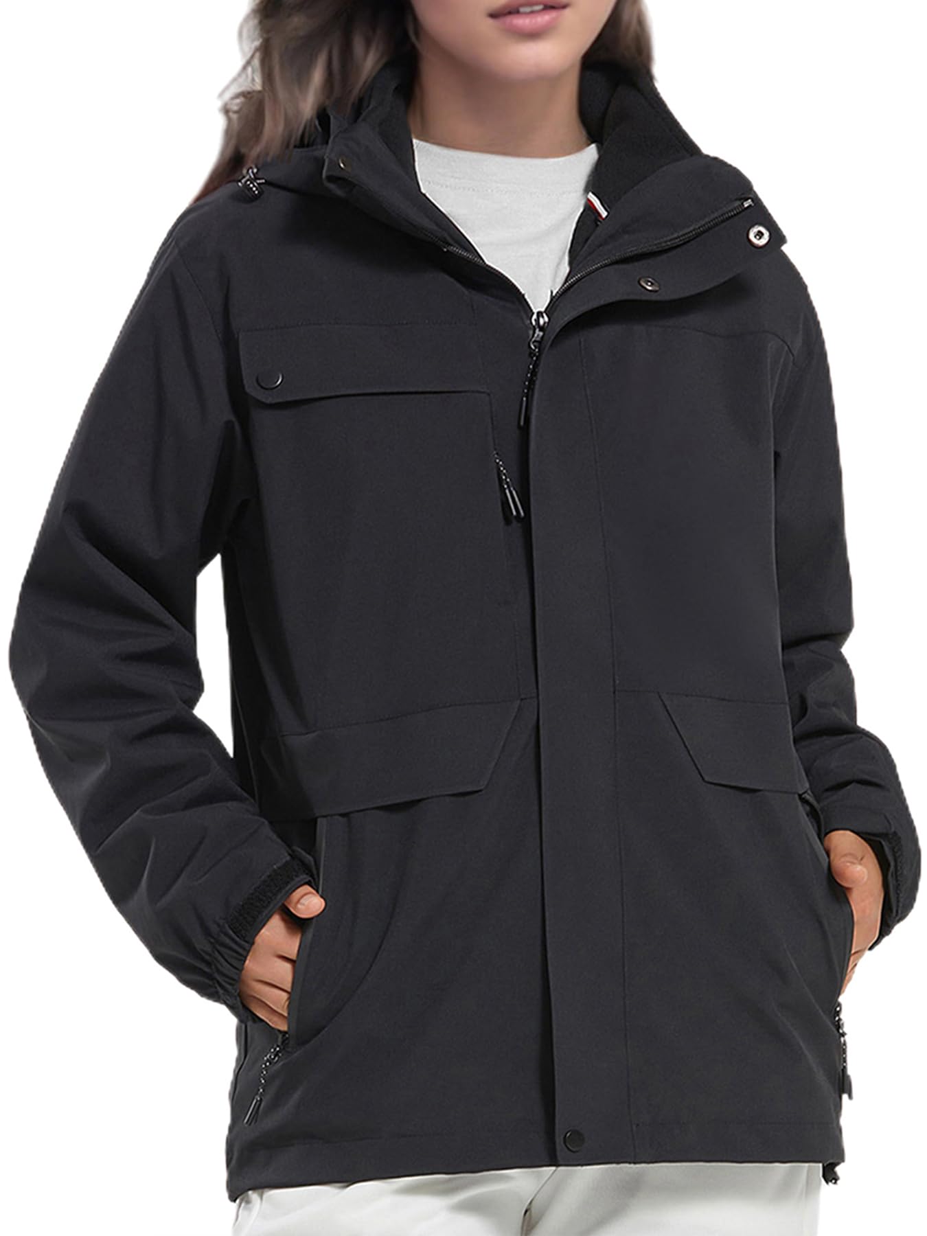 Photo 1 of L---CATHSNNA Women's Ski Jackets 3-In-1 Winter Coats Waterproof Snow Jacket Fleece Inner Snowboard with Detachable Hood