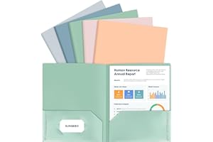 SUNQEBO 5 Pack Folders with Pockets, Heavy Duty 2 Pocket Folder Bulk, Plastic Folders with Pockets Fit Letter Size, File Folders Back to School Office Filing Supplies, Pastel Colors