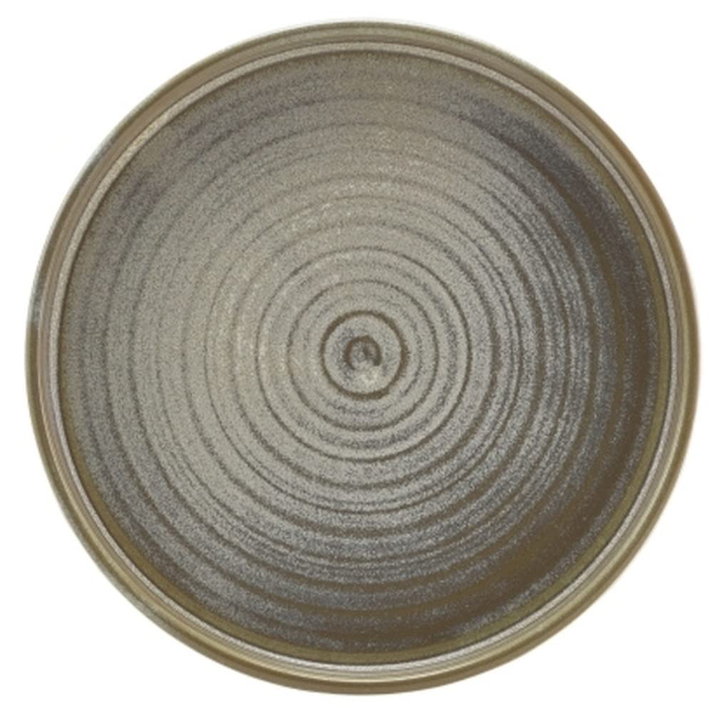 GenWare Terra Porcelain Matt Grey Low Presentation Plate, 18cm, LP-PMG18, Pack of 6