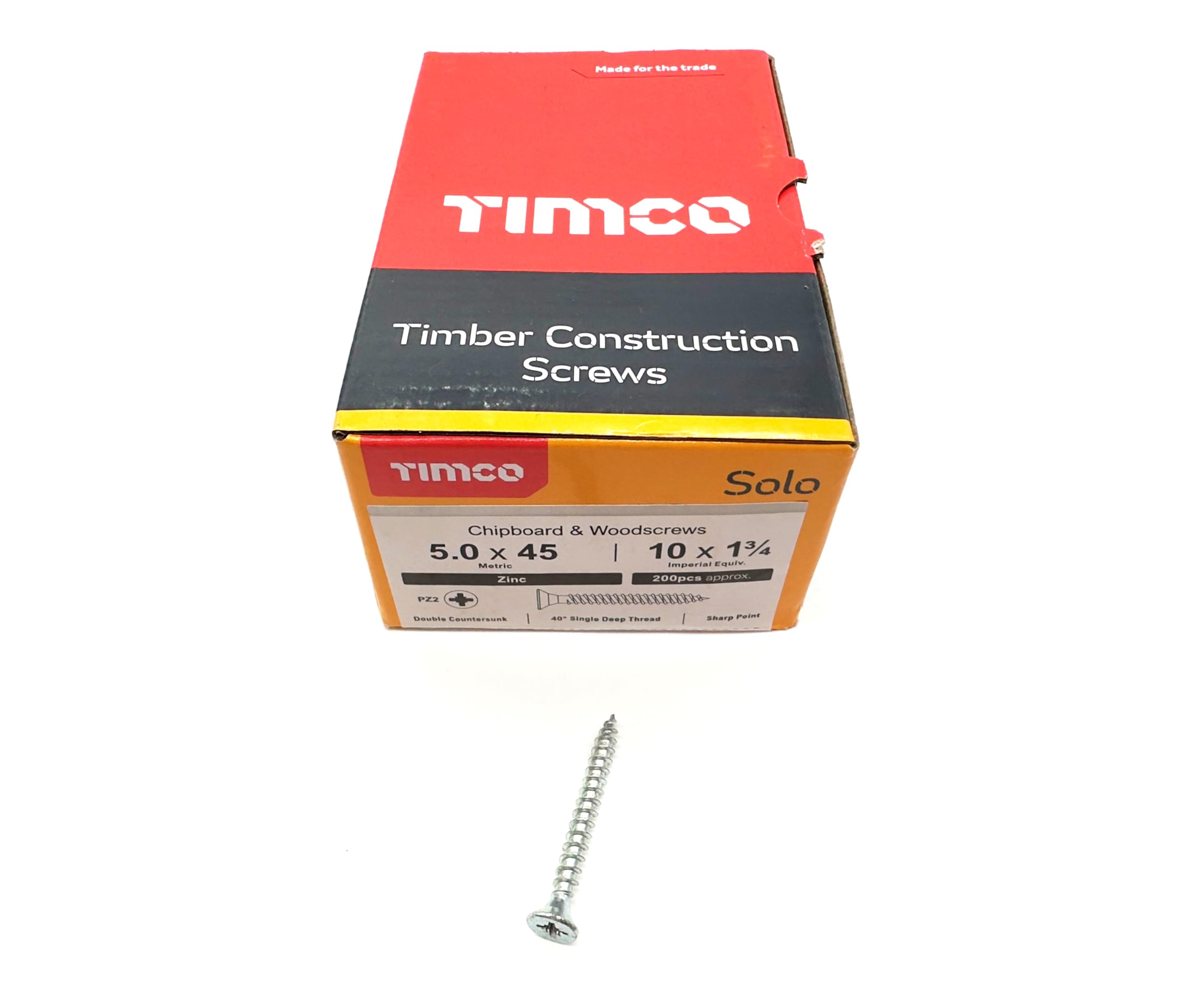 200 Pcs Silver Wood Screws Double Countersunk General Purpose (5mm x 45mm) — image 1
