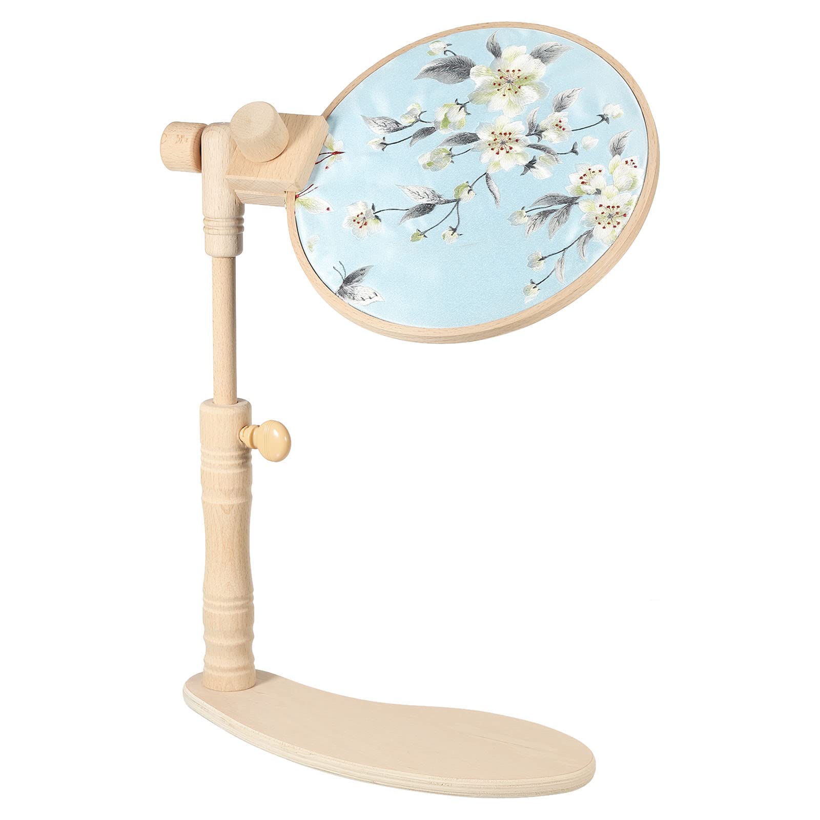PATIKIL Adjustable Embroidery Hoop Stand, Beech Wood Cross Stitch Hoop Holder Hands-Free Embroidery Frame Stand for Sewing Arts Crafts Needlework