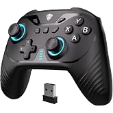 YUYIU Gaming Wireless Controller for PC, Switch, Steam Deck, Android, iOS | Hall Effect Joysticks&amp;Triggers/RGB Lighting/1000Hz Polling/Adjustable Turbo/2 Back Buttons/Vibration/1000mah Battery (Black)