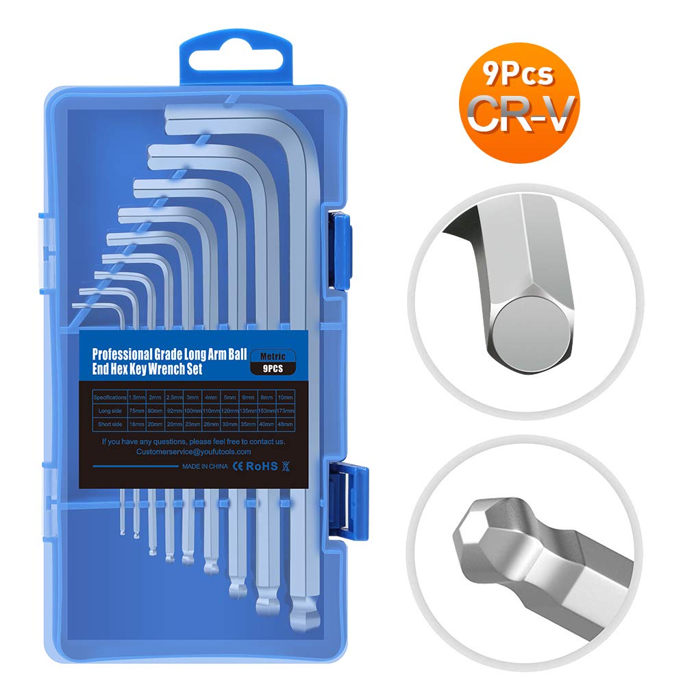 Kingsdun Hex Key Wrench Set 9 Pcs Industrial Grade Ball End And Long Short Arm Hex L Allen Wrench Set With Hard Case Amazon In Home Improvement