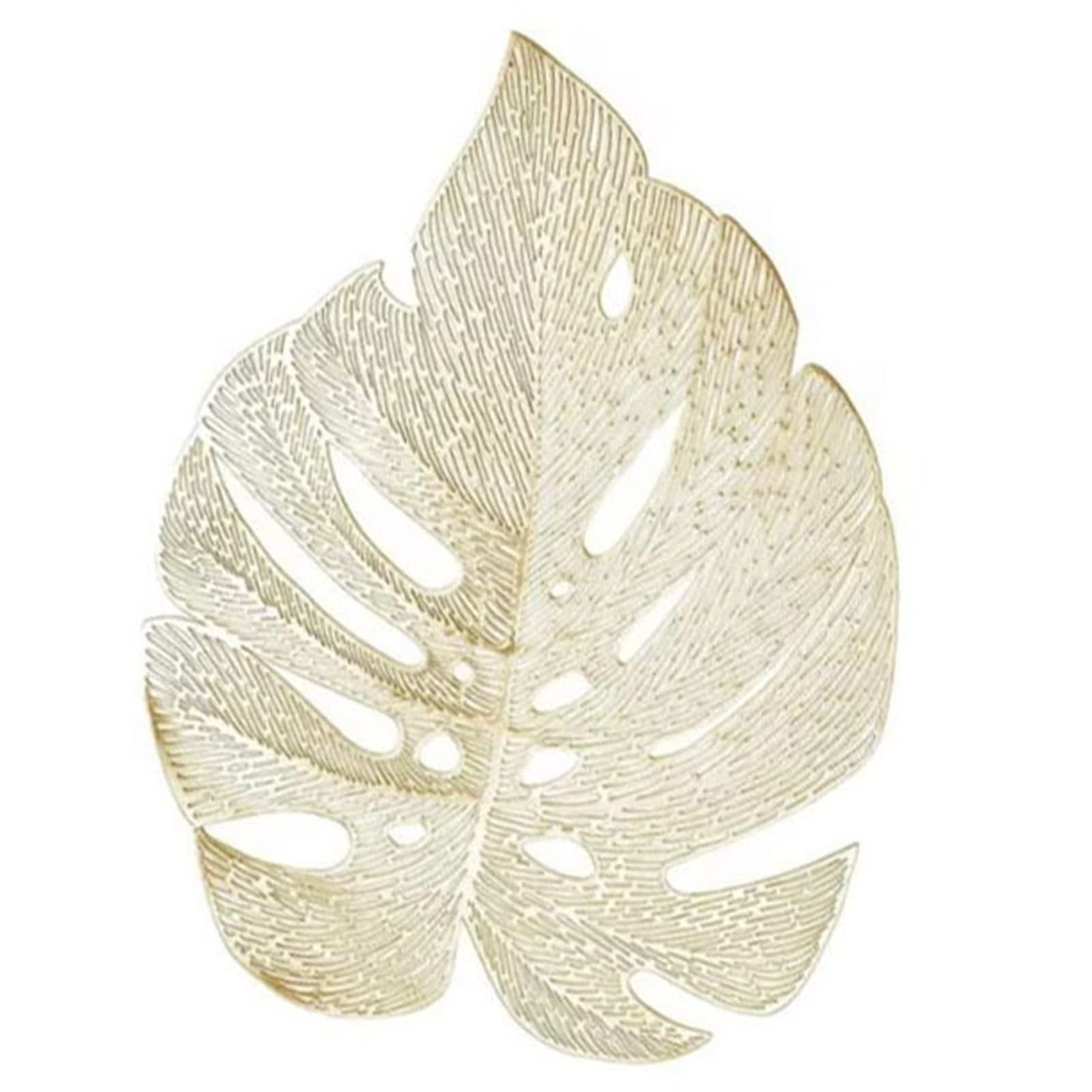 Leaf Shaped Placemats, Insulation Placemat Table Mat 6pcs PVC Gold Simulation Leaf Shape Elegant Heat Resistant for Wedding for Home Kitchen