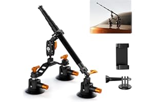 K&F CONCEPT Triple Suction Cup Car Mount Kit with Magic Arm and Extension Pole,Camera Mounts with Action Camera Adapter and P