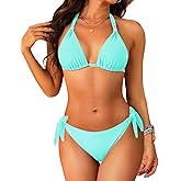 Women Halter Bikini Set - Two Piece Triangle Swimsuit Tie Bathing Suit 2025 Cute Swimwear