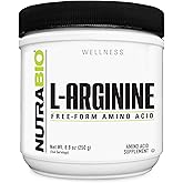 NutraBio L-Arginine Supplement, 750mg – Nitric Oxide Precursor, Supports Blood Flow, Vascular Health, and Muscle Growth, 250g