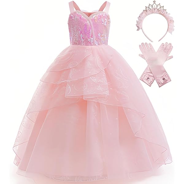 Amazon.com: Xefenki Good Witch Glinda Costume Dress for Girls Halloween  Cosplay Outfits With Crown Magic Wand and Gloves : Clothing, Shoes & Jewelry
