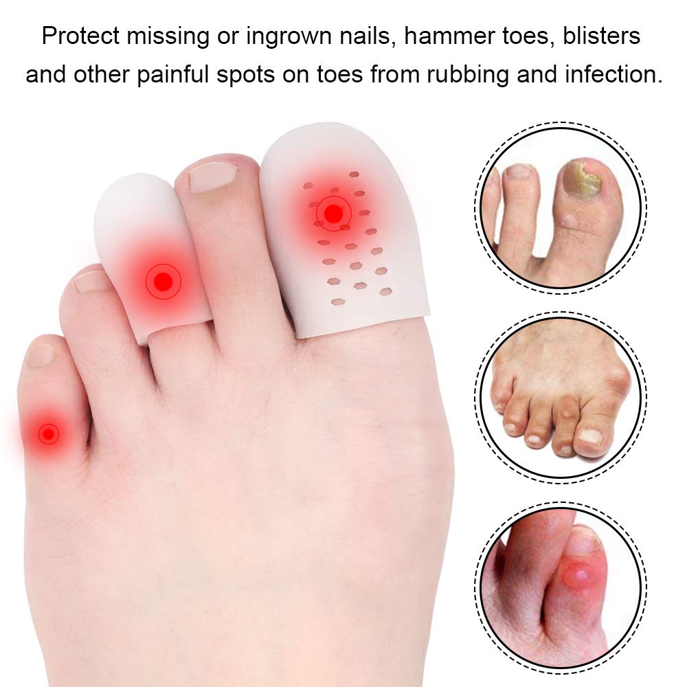 Beautulip Toe Cover Gel Protectors Breathable Toe Sleeves for Missing or Ingrown Toenails, Greek Toe and Hammer Toe PACK of 8 (Beige) : Beauty